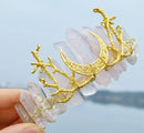 Crystal Head Band-Women's Luxurious Queen Bridal Moon Alloy Knitting Natural Stone