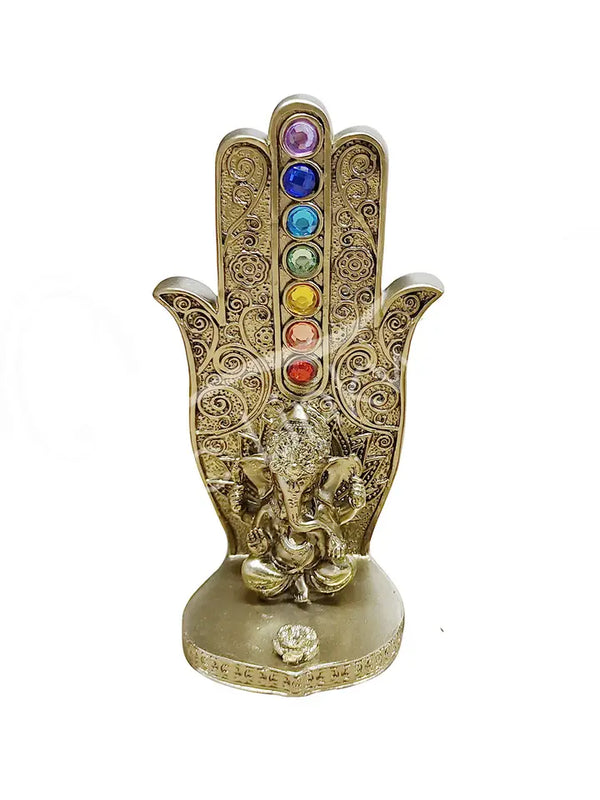 Incense Holder - Ganesha, Gold Chakra Hand