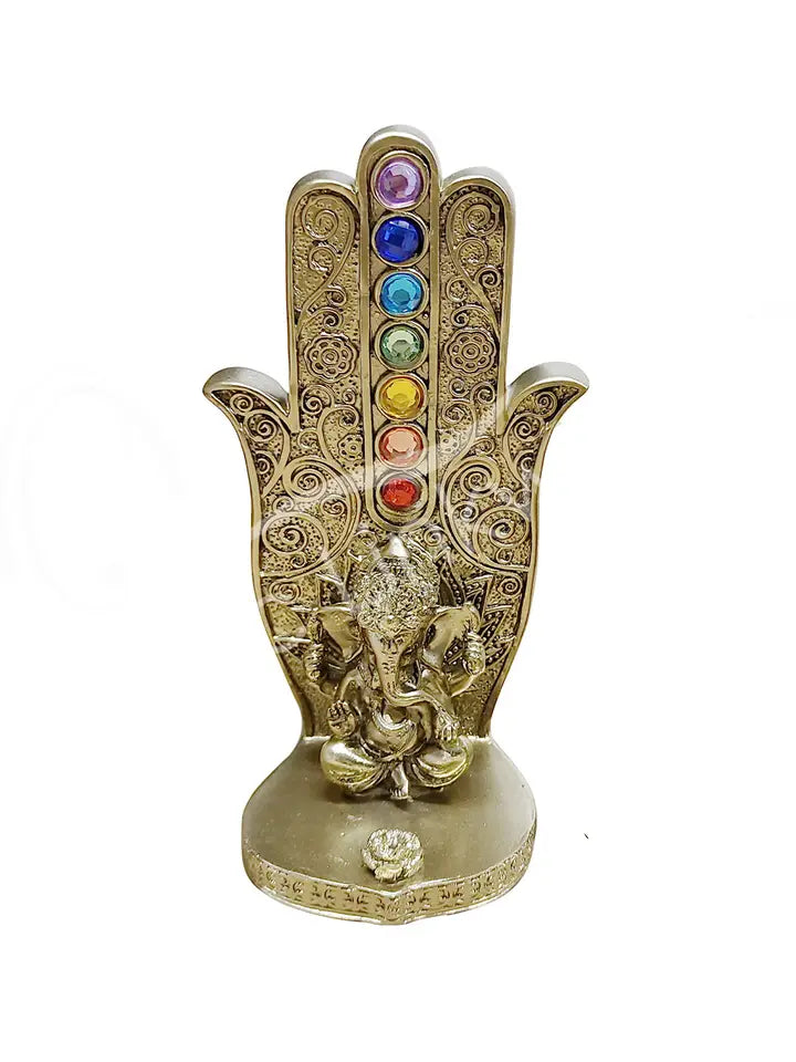 Incense Holder - Ganesha, Gold Chakra Hand