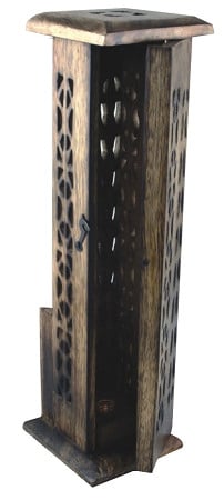 Wooden Incense Tower (Incense Holder) 12inch with incense storage-door